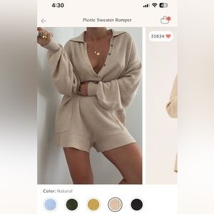 Free people natural picnic sweater romper